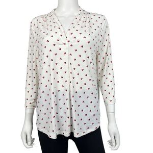 Charter Club Dual-Colored Heart Blouse Women‎ Size PL